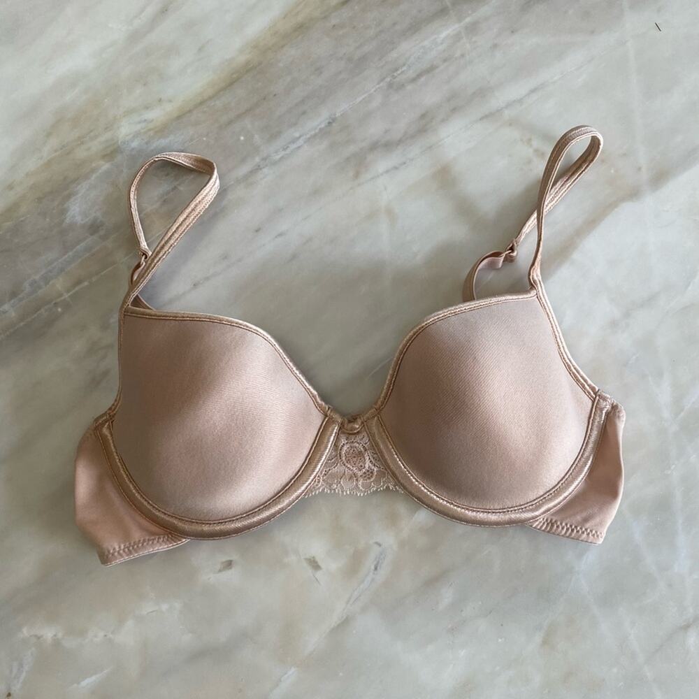 victoria’s secret angels unlined demi underwire bra nude tan size 34c